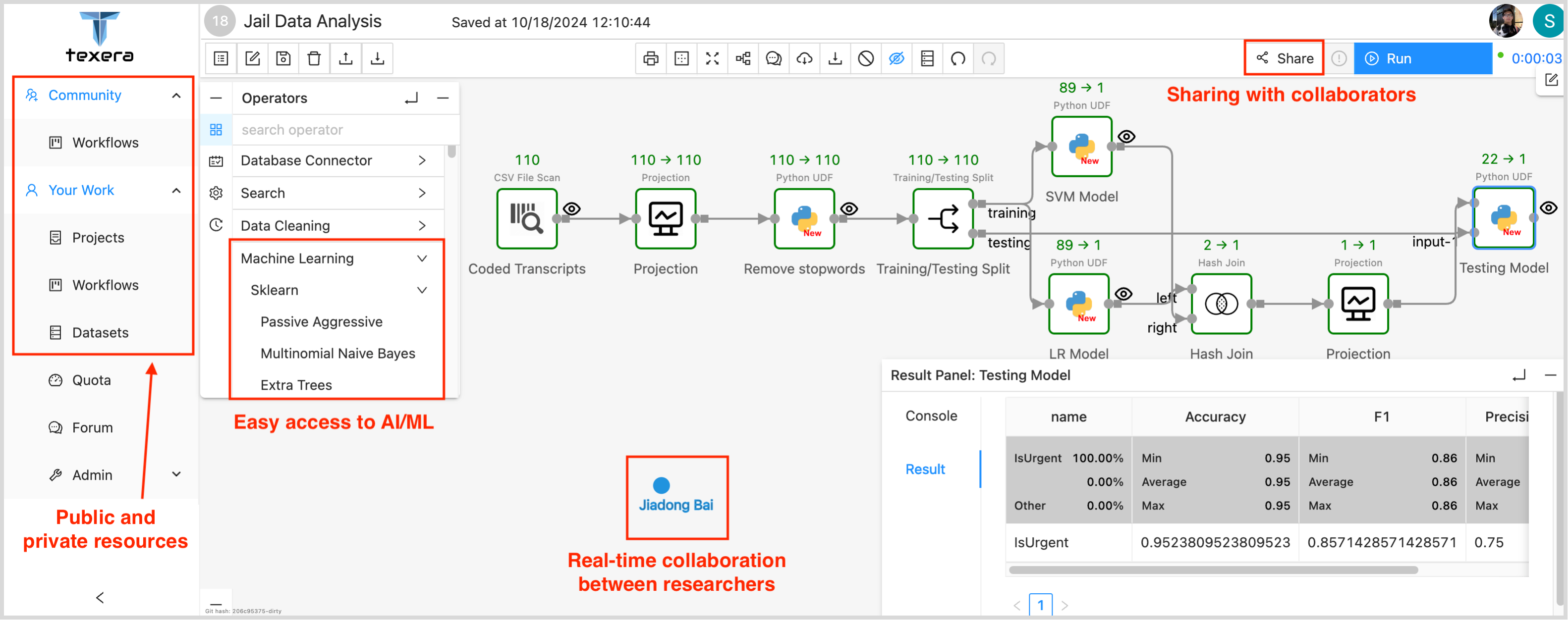 Texera workflow